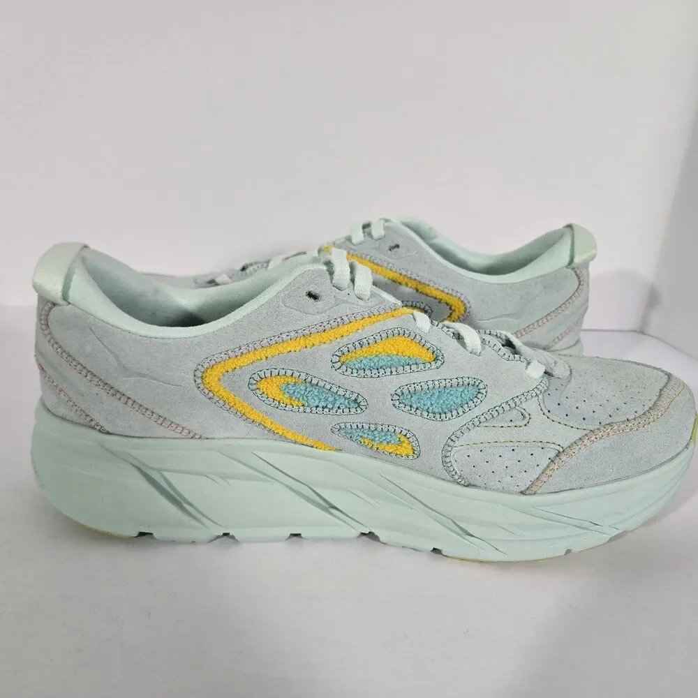 Hoka One One Blue Glass U Clifton L Embroidery Sneaker Shoe Mens 12 Womens 13 - Picture 4 of 8